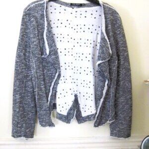 MAX JEANS-Women's Size XS-Gray Jacket-Frayed-Open Front-Lined-Long Sleeves